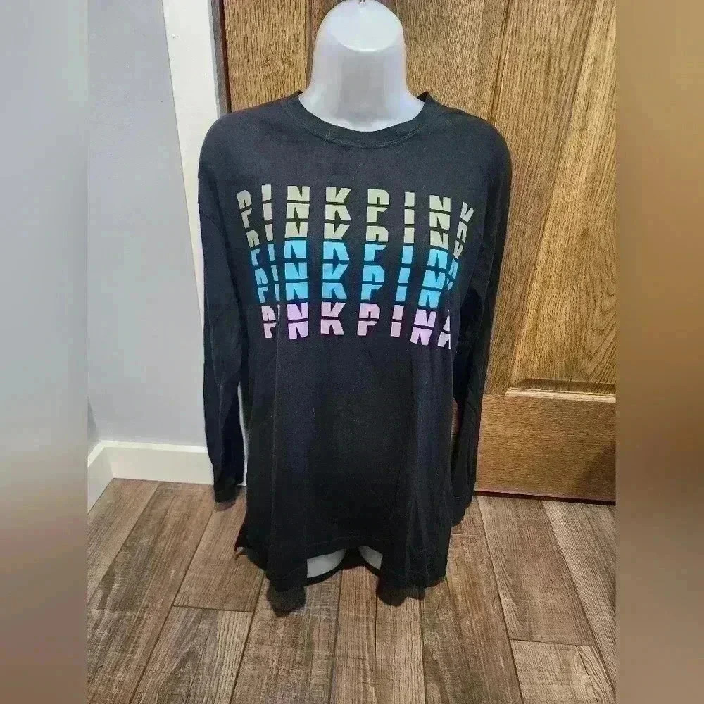 Victoriaβs Secret PINK Womenβs Long Sleeve Shirt Black Size Small S